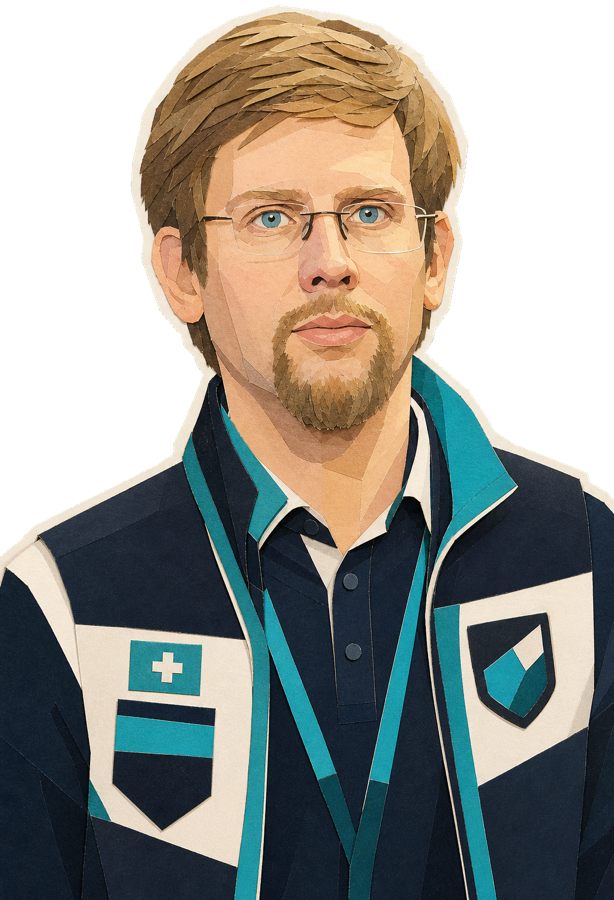 Kjell Carlstrom paper-collage staff portrait