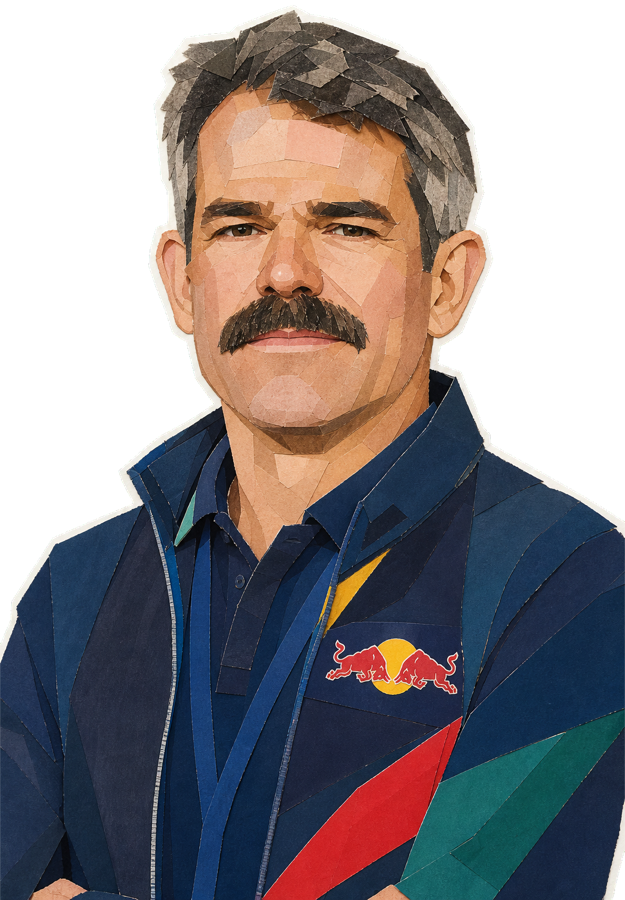 Ralph Denk paper-collage staff portrait